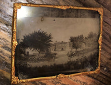 Load image into Gallery viewer, Rare 1850s Half Plate Ambrotype Large Primitive Folk Art Painting Farm House