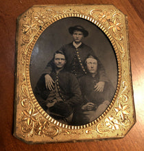 Load image into Gallery viewer, 1/6 Tintype Photo 3 Civil War Soldiers Possibly Brothers West Virginia Cavalry
