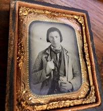 Load image into Gallery viewer, ID'd Texas Boy Joseph Young Roberts 1860s Civil War Era Tintype Photo