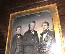 Load image into Gallery viewer, 1/4 Daguerreotype Photo Three Standing Men, Possibly From Boston - 1840s Sealed