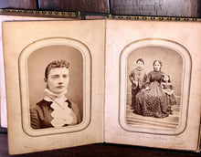 Load image into Gallery viewer, 1860s Washington PA Photo Album w CDVs & Tintypes Some ID's Civil War Tax Stamps