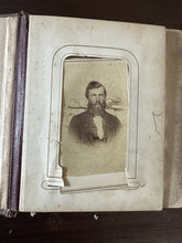 Load image into Gallery viewer, 1860s 1870s Photo Album with Tintypes & CDVs Civil War Tax Stamps Ohio Antique