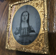 Load image into Gallery viewer, Pretty Teen Girl Long Ringlet Hair Curls Crossed Arms 1860s Tintype Photo