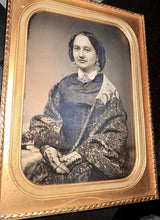 Load image into Gallery viewer, HALF PLATE 1850s Daguerreotype Photo Pretty Woman in Shawl - Mona Lisa Smile
