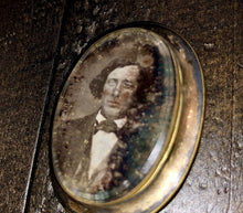 Load image into Gallery viewer, Daguerreotype Pin Brooch, Lock of Hair of Identified Man / Memorial Jewelry