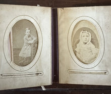Load image into Gallery viewer, 1860s 1870s Photo Album with Tintypes & CDVs Civil War Tax Stamps Ohio Antique