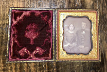 Load image into Gallery viewer, 1850s Daguerreotype Handsome Man & Pretty Wife Fancy Mat Full Leather Case