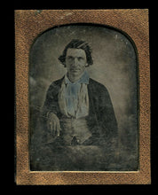 Load image into Gallery viewer, 1/4 Daguerreotype Handsome Confident ID'd Man Great Pose / Texas 1840s