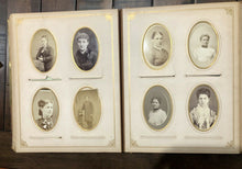 Load image into Gallery viewer, Leather Photograph Album + Victorian Era CDV & Cabinet Photos Antique 1800s