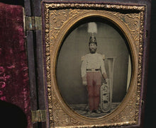 Load image into Gallery viewer, 1/4 tinted ambrotype civil war soldier musician holding OTS saxhorn 1860s Photo