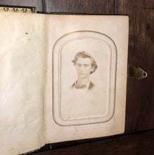 Load image into Gallery viewer, 1860s Washington PA Photo Album w CDVs & Tintypes Some ID's Civil War Tax Stamps