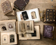 Load image into Gallery viewer, Gigantic Lot of Antique 1860s 1870s Photo Album Hundreds of CDV & Tintype Photos