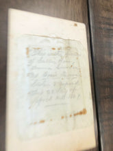 Load image into Gallery viewer, 1860s tintype three id'd girls on embossed mount with note + dated april 1867