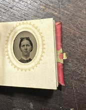 Load image into Gallery viewer, A+ Condition! Miniature Red Leather Fairy Album + Some Gem Tintype Photos 1860s