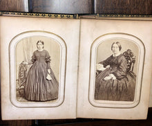 Load image into Gallery viewer, 1860s Washington PA Photo Album w CDVs & Tintypes Some ID's Civil War Tax Stamps