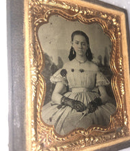 Load image into Gallery viewer, civil war era girl georgia estate lace gloves painted backdrop lt purple glass