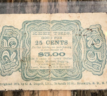 Load image into Gallery viewer, Antique 1870s Dry Goods 25 Cent Coupon! Double-Sided / Jackson Tennessee Store