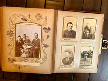 Load image into Gallery viewer, Victorian Album with Photos - Beautiful Rare Photographic Cover + Many ID'd Ppl