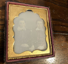 Load image into Gallery viewer, Daguerreotype Photo Creepy Twin Brothers with Bowl Hair Cuts Holding Hands 1800s
