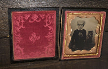 Load image into Gallery viewer, Little Boy in Cap Holding His Dog on Leash, 1/9 Ambrotype