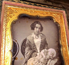 Load image into Gallery viewer, 1/6 1850s Daguerreotype Photo Pretty Woman Holding Sleeping Baby, Unusual