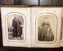 Load image into Gallery viewer, 1860s Washington PA Photo Album w CDVs & Tintypes Some ID's Civil War Tax Stamps