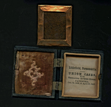 Load image into Gallery viewer, Miniature 1/16 Civil War Era Tintype Widow in Mourning Union Thermoplastic Case