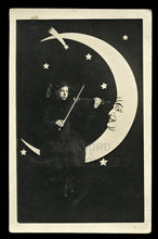 Load image into Gallery viewer, RPPC Photo Little Girl Playing Violin on Prop Paper Moon Shooting Star Music Int