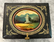 1/4 Ambrotype Tinted VERY RARE Painted Leather Book Case Post Mortem Int