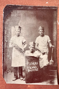 Occupational Tintype Photo Bakers With Advertising Sign And Tools 1800s
