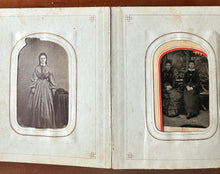 Load image into Gallery viewer, 1860s/1870s Photo Album with CDV &amp; Tintype + Civil War Soldier
