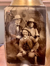 Load image into Gallery viewer, Group of People Holding Guns / Shotgun Smiling Woman &amp; Men 1800s Tintype Photo
