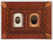 Load image into Gallery viewer, C1870s Tintypes in AMAZING Hand Carved Multi Layer FOLK ART PRIMITIVE FRAME
