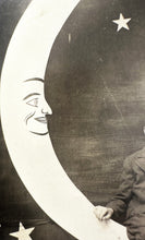 Load image into Gallery viewer, Kids Sitting On Paper Prop Moon 1910s Antique Photo RPPC Vintage

