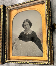 Load image into Gallery viewer, 1/4 Ambrotype Tinted VERY RARE Painted Leather Book Case Post Mortem Int

