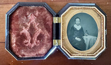 Load image into Gallery viewer, Unusual Tintype Girl Bird Perched In Hand Nice Octagonal Union Case 1850s Photo
