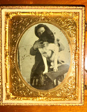 Load image into Gallery viewer, Funny 1/6 Ruby Ambrotype Photo Hidden Man Battling Unruly Dog Late 1850s, 1860
