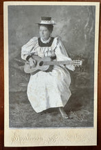 Load image into Gallery viewer, Excellent Cabinet Card Hamilton Texas Woman Playing Guitar - Funny Hat!
