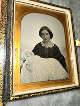Load image into Gallery viewer, 1/4 Ambrotype Tinted VERY RARE Painted Leather Book Case Post Mortem Int
