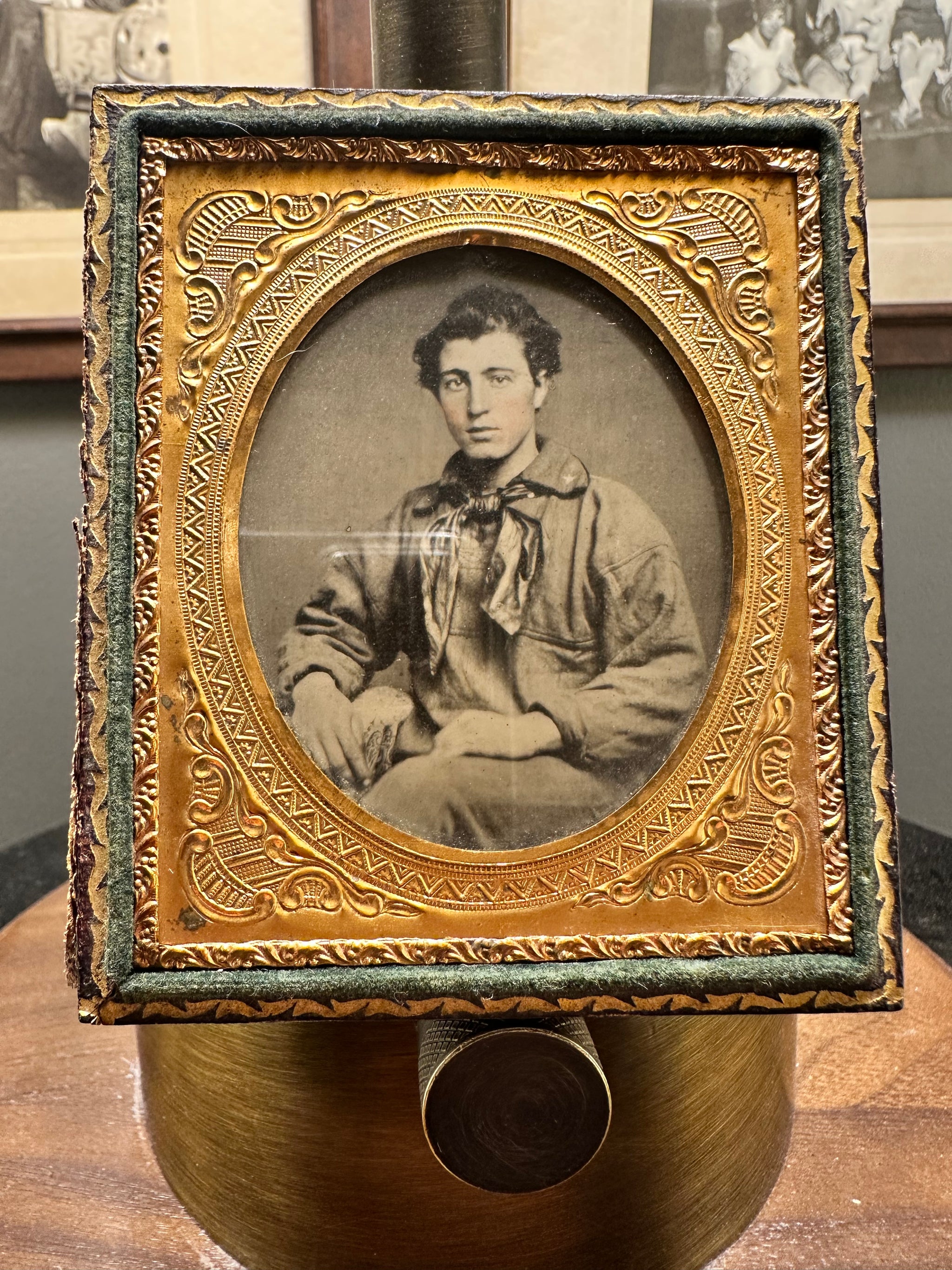 Antique ambrotype photo dapper gentleman & wife civil war shops era 1860s Victorian