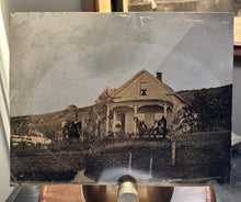 Load image into Gallery viewer, Large Tintype of a House 1870s Painted Folk Art Sky Full Plate Tinted Color
