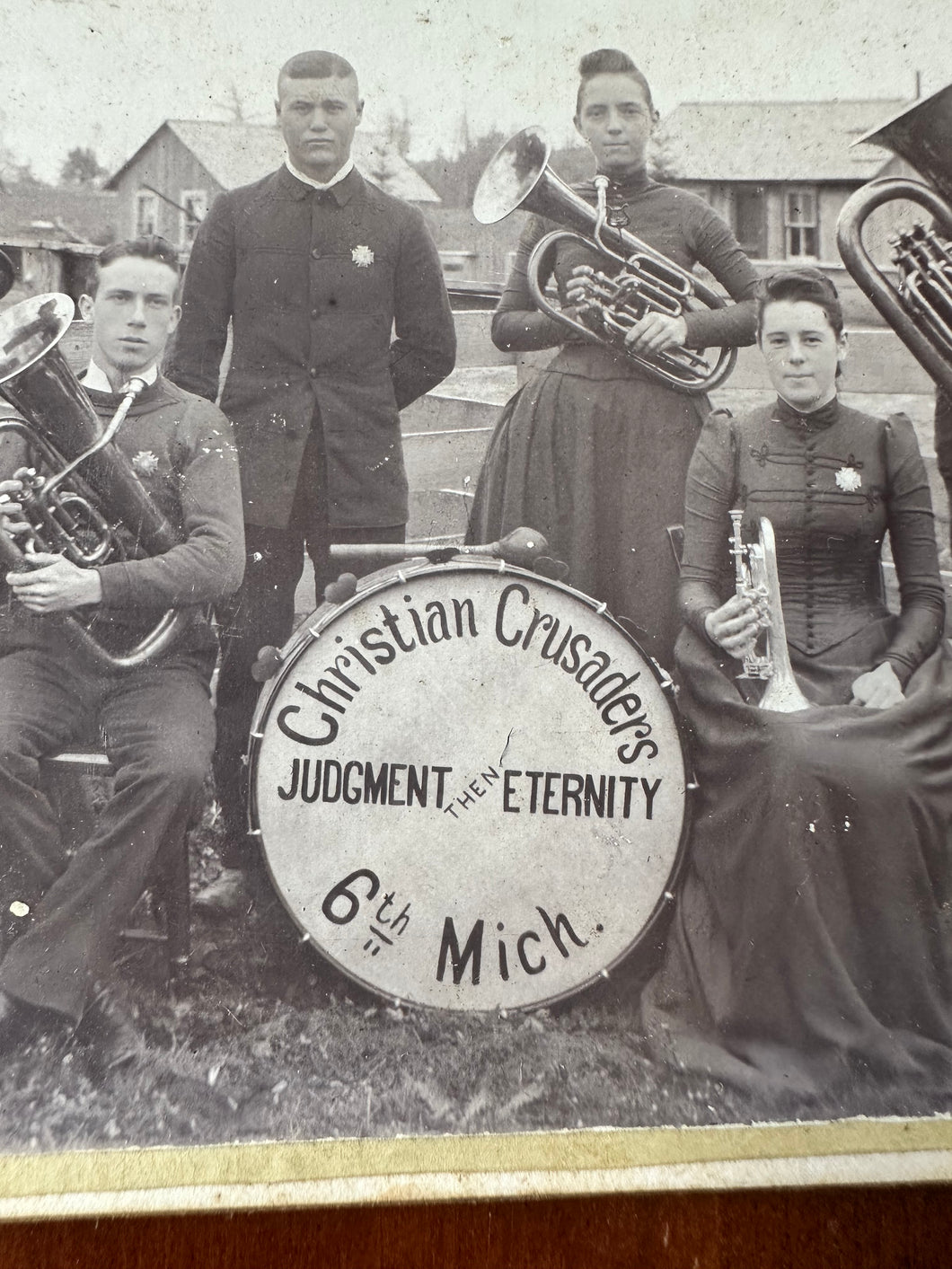 6TH MICHIGAN CHRISTIAN CRUSADE BAND ANTIQUE CABINET CARD PHOTO