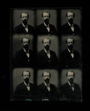 Load image into Gallery viewer, RARE UNCUT SHEET 9 MULTIPLE GEM TINTYPE PHOTO VICTORIAN MAN
