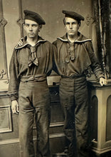 Load image into Gallery viewer, Excellent 1/4 Ruby Ambrotype of Two Civil War Sailor Friends

