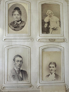 Large leather photo album with cabinet cards CDV and tintypes
