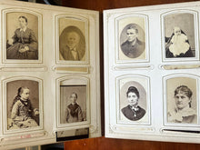 Load image into Gallery viewer, Large leather photo album with cabinet cards CDV and tintypes
