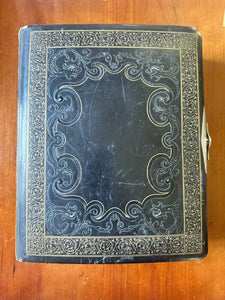 Large leather photo album with cabinet cards CDV and tintypes