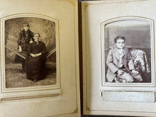 Load image into Gallery viewer, Large leather photo album with cabinet cards CDV and tintypes
