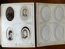 Load image into Gallery viewer, Large leather photo album with cabinet cards CDV and tintypes
