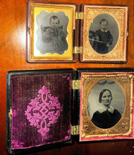 Load image into Gallery viewer, 1/6 &amp; 1/9 Tintypes in Union Cases Woman / Mother &amp; Boy(s)
